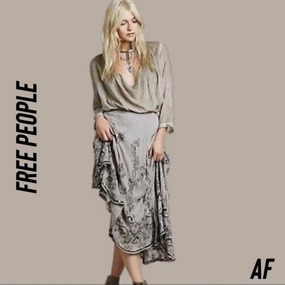 FREE PEOPLE DANCE WITH ME ASYMMETRICAL SKIRT ASH NWOT - Picture 1 of 7